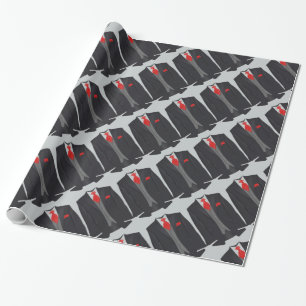 Mannen zwart-witpak en rood Stropdas ompakken papi Cadeaupapier