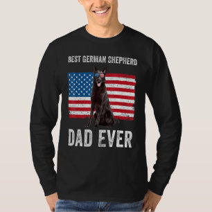 Mannen zwarte herder Pappa American Flag Dog O T-shirt