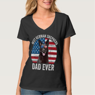 Mannen zwarte herder Pappa Amerikaanse vlag D T-shirt