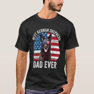 Mannen zwarte herder Pappa Amerikaanse vlag D T-shirt