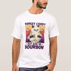 Mannen zwarte kat vergeet Snoep gewoon Bourbon H T-shirt