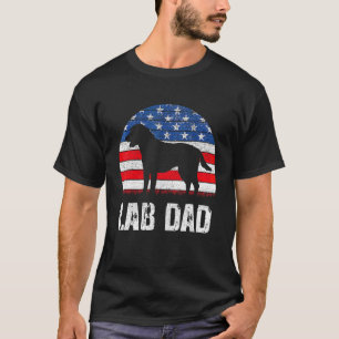 Mannen zwarte labrador Dad Usa American Flag Yello T-shirt