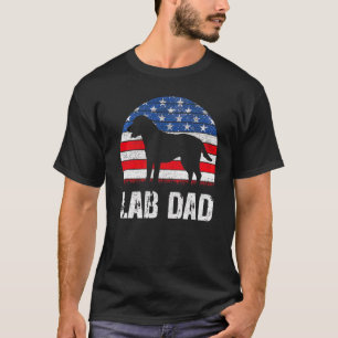 Mannen zwarte labrador Dad Usa American Flag Yello T-shirt