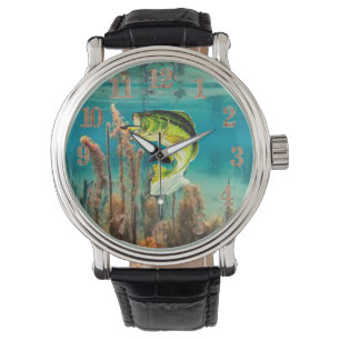 Mannen zwarte lederen riem horloge