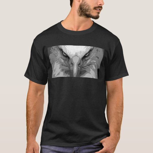 Mannen zwarte T - shirts Dierlijk Eagle Face Sjabl (Voorkant)