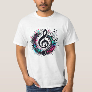 Mannen's Rainbow Music Note Futuristisch Fun T-shi T-shirt