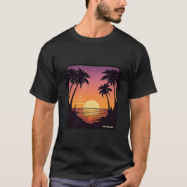 Mannen's zwarte Sunset T-Shirt Retro 80s