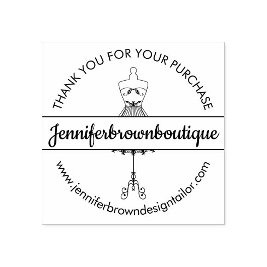 Mannequin Boutique Seamstress Tailor Bedankt Rubberstempel (Afrduk)