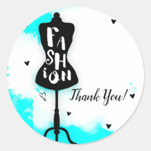 Mannequin FASHION Aqua & Wit met Harten Favoriet Ronde Sticker