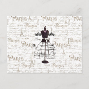  mannequin-Franse typologie Paris Eiffel Tower Briefkaart