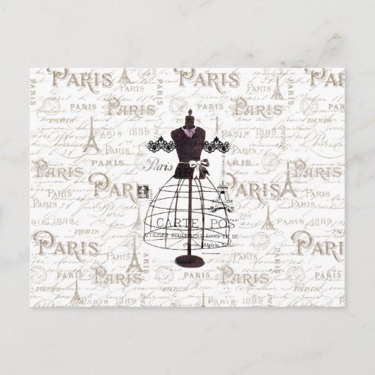  mannequin-Franse typologie Paris Eiffel Tower Briefkaart (Voorkant)