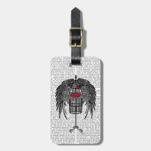 Mannequin met zwarte vleugels bagagelabel (Voorkant verticaal)