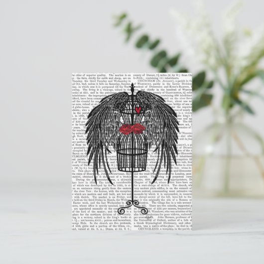 Mannequin met zwarte vleugels briefkaart (Staand voorkant)