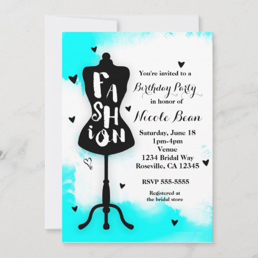 Mannequin stand-MODE Aqua & White met hart Kaart (Voorkant)