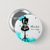 Mannequin stand-MODE Aqua & White met hart Ronde Button 5,7 Cm (Voorkant /achterkant)