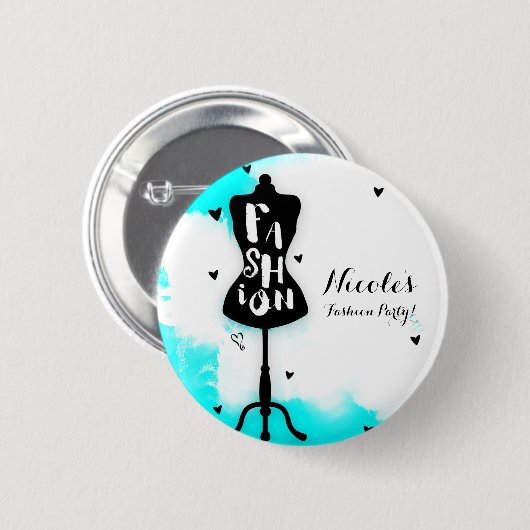 Mannequin stand-MODE Aqua & White met hart Ronde Button 5,7 Cm (Voorkant /achterkant)