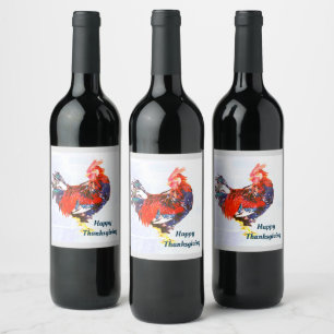 mannetjes galinacous, rooster Gepersonaliseerd Wijn Etiket