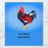 mannetjesgalerie , rooster mini padfolio label wijn etiket (Enkel label)