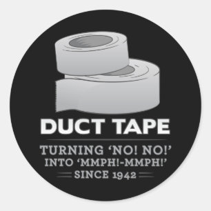 mannetjestape - nee! nee! mmph! mmph! grappig! ronde sticker