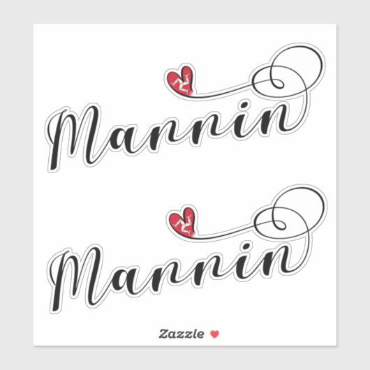 Mannin, Isle of Man Flag Heart, Mann Sticker (Vel)