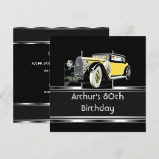 Mans 80ste verpartij Zwart antieke auto Kaart