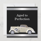 Mans Antiek auto verjaardagsfeestje Kaart (Achterkant)