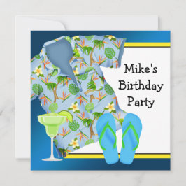 Mans BBQ Margarita Beach Verjaardagsfeestje Kaart