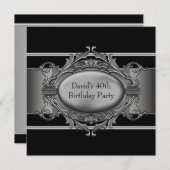 Mans Black 40th Birthday Party Invitations (Devant / Derrière)
