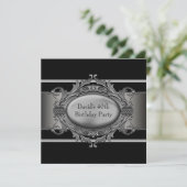 Mans Black 40th Birthday Party Invitations (Debout devant)