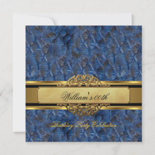 Mans Blauw Zwart Goud Verjaardagsfeest Heren Kaart