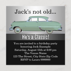 Mans Classic Car Birthday Party Kaart