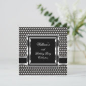 Mans Elegant Black Silver Birthday Party Mannen Kaart (Staand voorkant)