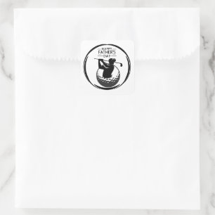 Man's Golfswing bal: Zalige Vaderdag Vierkante Sticker
