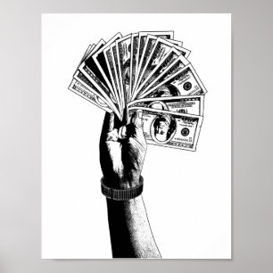 Mans hand Holding 100 dollar koopt geld kunst Poster