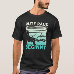 Mans hengel uit Het plezier begint vissen visser T-shirt