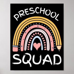 Mans kleuterschool squad schattig retro terug naar poster