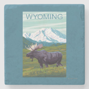 Mans met MountainWyoming Stenen Onderzetter