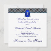 Mans Navy blauw grijs in liefdevolle herinnering M Kaart (Achterkant)