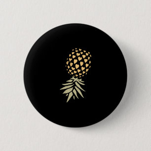 Mans omgekeerde ananas subtiele vakantie grappig ronde button 5,7 cm