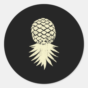 Mans omgekeerde ananas subtiele vakantie grappig ronde sticker