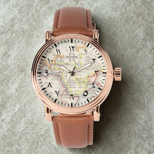 Man's Roos Gold Mekka Kaart Horloge - Arabische ci