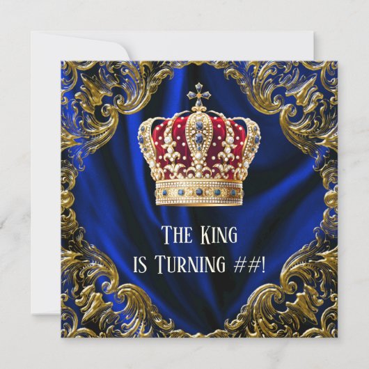 Mans Royal King verjaardagsfeestje Kaart (Voorkant)