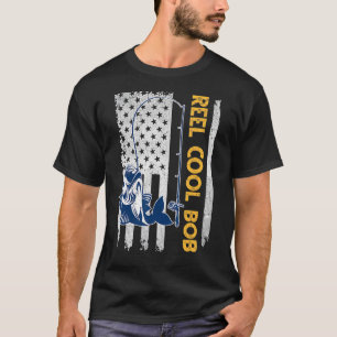 Mans Vaderdag Reel Cool Bob Vis Amerikaanse Vlag T-shirt