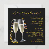 Mans Zwart en Goud Verjaardagsfeestje Kaart (Achterkant)