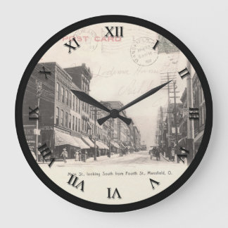 Mansfield Ohio Post Kaart Clock - Main St. 1907 Grote Klok