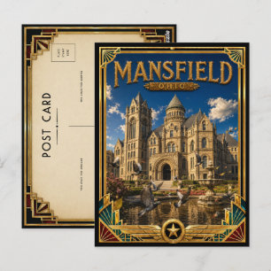 Mansfield Ohio Vintage Art Deco Gouden Tijdperk Briefkaart