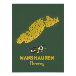 Manshausen Noorwegen Eiland kaart Perfect Poster