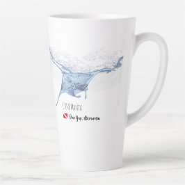 Manta ray silhouet frosted glas koffie mok