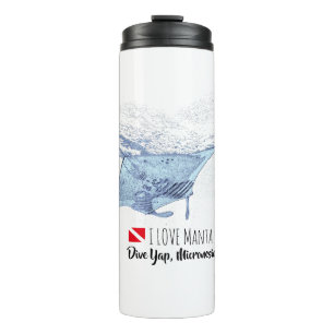 Manta ray silhouet frosted glas koffie mok