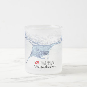 Manta ray silhouet frosted glas koffie mok